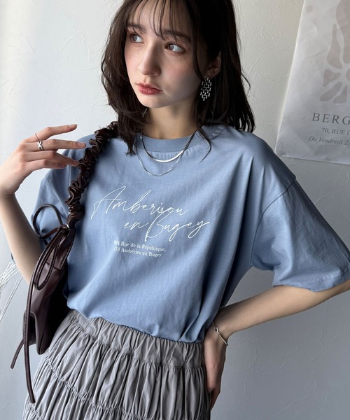 classicalelf(クラシカルエルフ)の「大人カジュアルに映える。綿100%胸元筆記体ロゴなめらかシルケット風Tシャツ(半袖)(Tシャツ/カットソー・レディース・ブラウン/ブルーグレー/オートミール/チャコール/オフホワイト・X-LARGE/SMALL/MEDIUM/LARGE)」の21枚目の写真