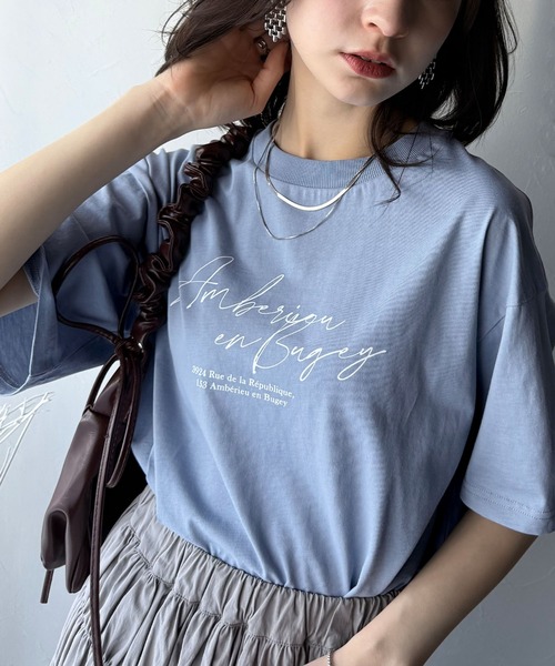 classicalelf(クラシカルエルフ)の「大人カジュアルに映える。綿100%胸元筆記体ロゴなめらかシルケット風Tシャツ(半袖)(Tシャツ/カットソー・レディース・ブラウン/ブルーグレー/オートミール/チャコール/オフホワイト・X-LARGE/SMALL/MEDIUM/LARGE)」の17枚目の写真