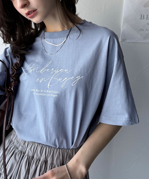 classicalelf(クラシカルエルフ)の「大人カジュアルに映える。綿100%胸元筆記体ロゴなめらかシルケット風Tシャツ(半袖)(Tシャツ/カットソー・レディース・ブラウン/ブルーグレー/オートミール/チャコール/オフホワイト・X-LARGE/SMALL/MEDIUM/LARGE)」の18枚目の写真
