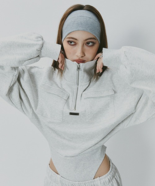 ハーフジップスウェットボディスーツ（その他トップス）｜BLONDEY