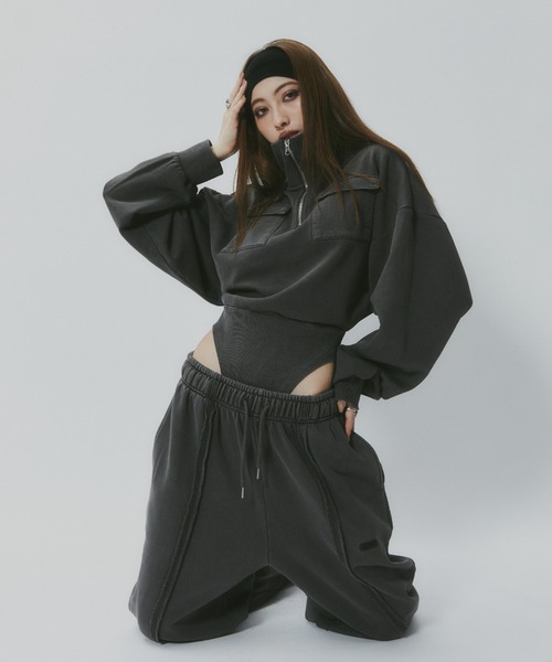 BLONDEY（ブロンディ）の「ハーフジップスウェットボディスーツ（その他トップス・レディース・グレー/チャコールグレー/イエロー・FREE）」の15枚目の写真