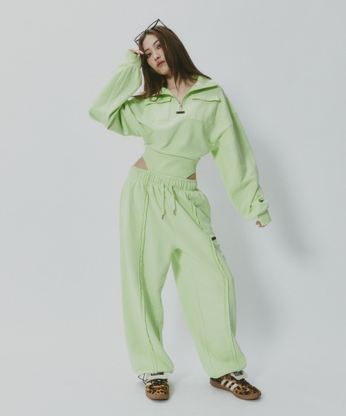 ハーフジップスウェットボディスーツ（その他トップス）｜BLONDEY