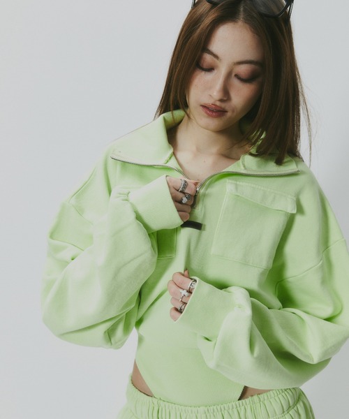 ハーフジップスウェットボディスーツ（その他トップス）｜BLONDEY