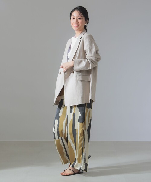 セール】ダブルブレスト リネン ジャケット［手洗い可］（テーラード