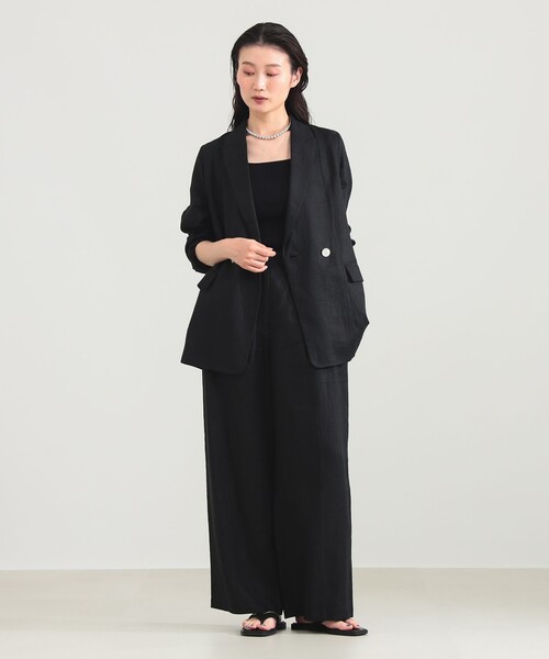 Demi-Luxe BEAMS(デミルクス ビームス)の「ダブルブレスト リネン ジャケット(テーラードジャケット・レディース・ブラック/ベージュ/ホワイト・36/38)」の9枚目の写真