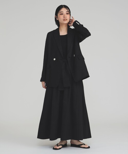 ダブルブレスト リネン ジャケット［手洗い可］（テーラードジャケット