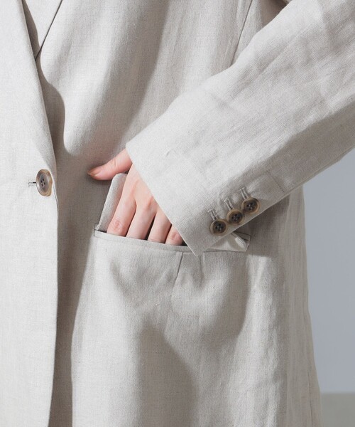 セール】ダブルブレスト リネン ジャケット［手洗い可］（テーラード