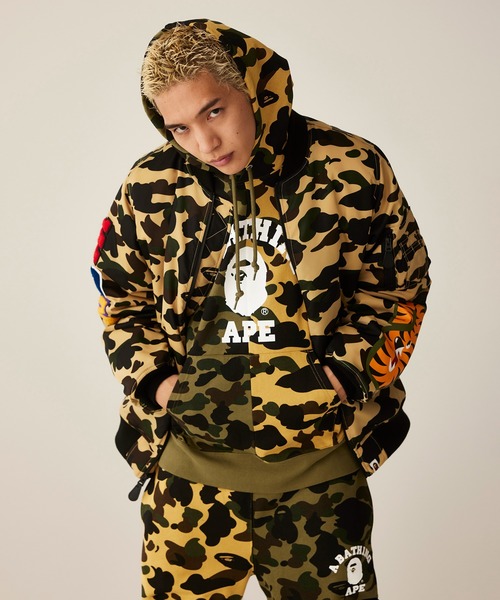 A BATHING APE(アベイシングエイプ)の「1ST CAMO SHARK MA-1 JACKET(MA-1・メンズ・グリーン/イエロー・X-LARGE/MEDIUM/XX-LARGE/SMALL/LARGE)」の13枚目の写真
