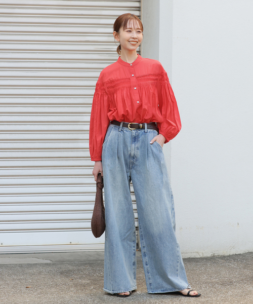 JOURNAL STANDARD（ジャーナルスタンダード）の「ボイルピンタックブラウス（シャツ/ブラウス・レディース・チャコールグレー/レッド/ホワイト・FREE）」の6枚目の写真