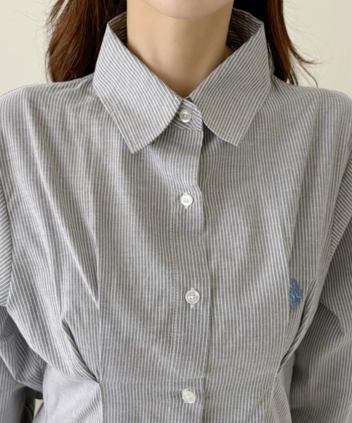 U.S. POLO ASSN.(ユーエスポロアッスン)の「U.S. POLO ASSN. ミドル丈 タック ブラウスシャツ(シャツ/ブラウス・レディース・ダークブラウン/ホワイト/ブラック×ホワイト・M/L)」の22枚目の写真
