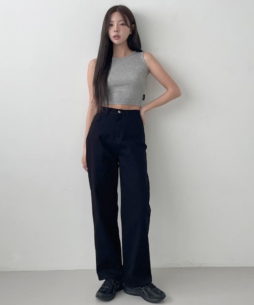 muahmuah(ムーアムーア)の「A'GEM/9 × .kom 『muah muah/ムーアムーア』 LOGO STITCH WIDE BANDING PANTS/ロゴステッチ ワイドバンディングパンツ(その他パンツ・レディース・アイボリー/ブラック・S/M)」の8枚目の写真