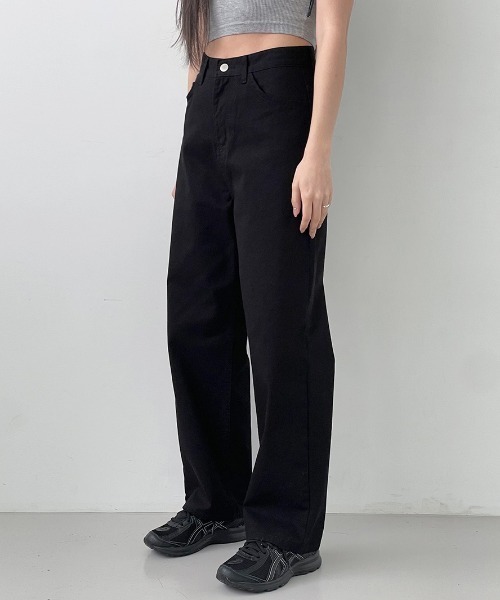 muahmuah(ムーアムーア)の「A'GEM/9 × .kom 『muah muah/ムーアムーア』 LOGO STITCH WIDE BANDING PANTS/ロゴステッチ ワイドバンディングパンツ(その他パンツ・レディース・アイボリー/ブラック・S/M)」の4枚目の写真