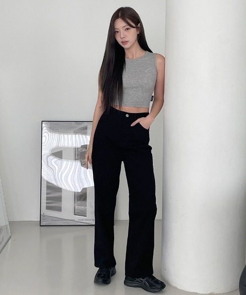 muahmuah(ムーアムーア)の「A'GEM/9 × .kom 『muah muah/ムーアムーア』 LOGO STITCH WIDE BANDING PANTS/ロゴステッチ ワイドバンディングパンツ(その他パンツ・レディース・アイボリー/ブラック・S/M)」の9枚目の写真