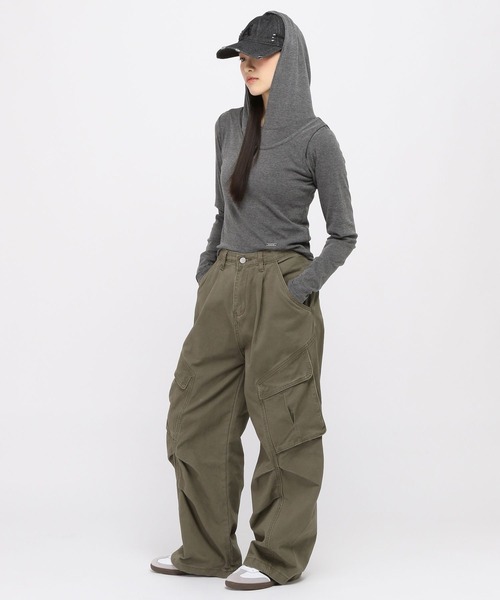 3.3 Field Trip （3.3フィールドトリップ）の「3.3 Field Trip／フード付きレイヤーロングスリーブ（Tシャツ/カットソー・レディース・ブルー/チャコール・FREE）」の20枚目の写真