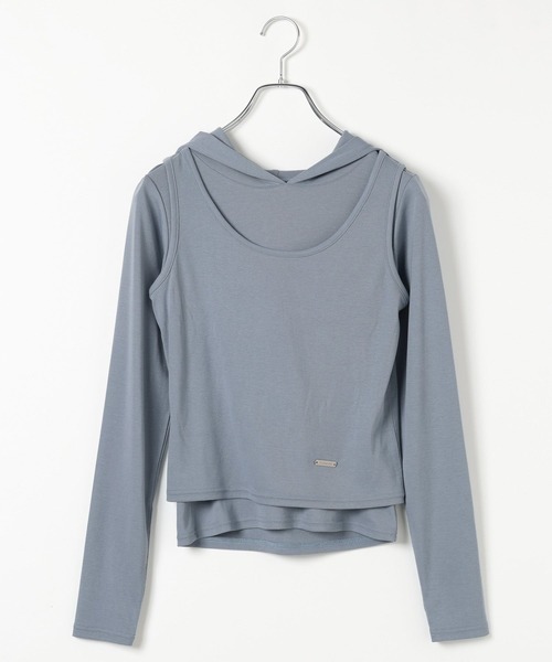 3.3 Field Trip （3.3フィールドトリップ）の「3.3 Field Trip／フード付きレイヤーロングスリーブ（Tシャツ/カットソー・レディース・ブルー/チャコール・FREE）」の5枚目の写真