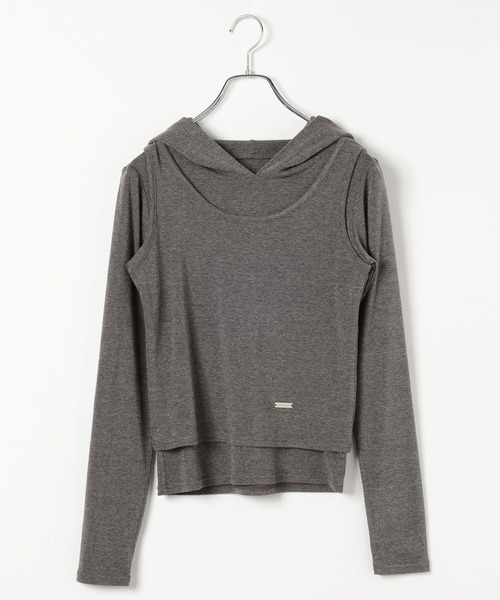 3.3 Field Trip （3.3フィールドトリップ）の「3.3 Field Trip／フード付きレイヤーロングスリーブ（Tシャツ/カットソー・レディース・ブルー/チャコール・FREE）」の6枚目の写真