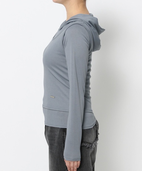 3.3 Field Trip （3.3フィールドトリップ）の「3.3 Field Trip／フード付きレイヤーロングスリーブ（Tシャツ/カットソー・レディース・ブルー/チャコール・FREE）」の9枚目の写真