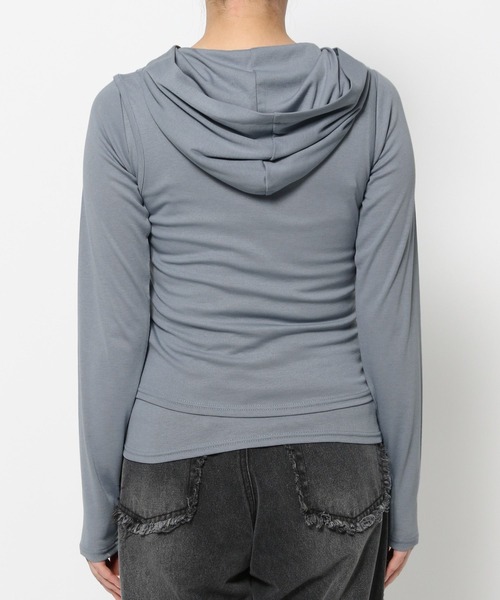 3.3 Field Trip （3.3フィールドトリップ）の「3.3 Field Trip／フード付きレイヤーロングスリーブ（Tシャツ/カットソー・レディース・ブルー/チャコール・FREE）」の10枚目の写真