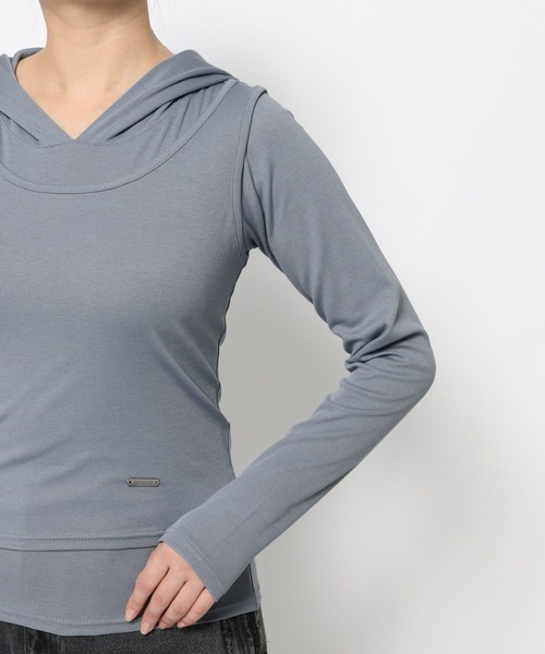 3.3 Field Trip （3.3フィールドトリップ）の「3.3 Field Trip／フード付きレイヤーロングスリーブ（Tシャツ/カットソー・レディース・ブルー/チャコール・FREE）」の13枚目の写真