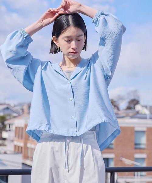 AMERICAN HOLIC(アメリカンホリック)の「フーディーシャツ(シャツ/ブラウス・レディース・ライトカーキ/アイボリー/ブラック/ブルー系その他7・M/L)」の4枚目の写真