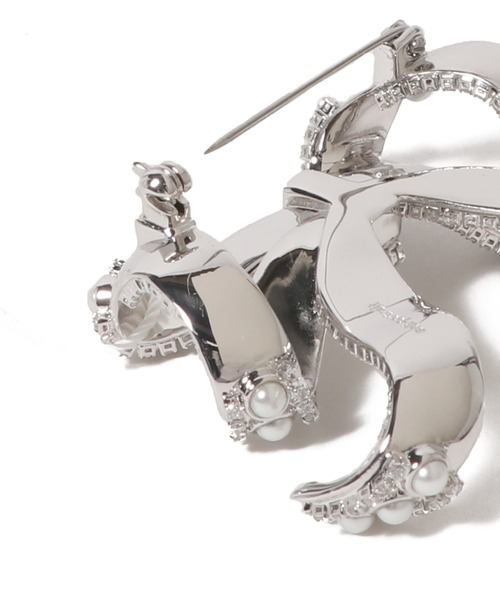 セール】Self-Portrait / パール クリスタル リボンブローチ