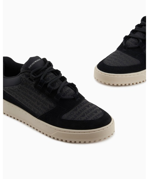 【話題】EMPORIO ARMANI ジャカードロゴ スニーカー セール】【エンポリオ アルマーニ】スニーカー スエード/ジャ