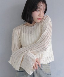 【cheriella】メッシュ風ルーズニット ショート丈トップス MESH-STYLE LOOSE SHORT KNIT TOPS