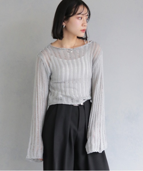 ⭐️おりめ⭐️新品 未使用　2点ニット セール】【cheriella】メッシュ風ルーズニット ショート丈