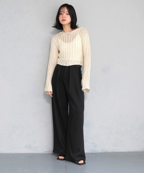 セール】【cheriella】メッシュ風ルーズニット ショート丈