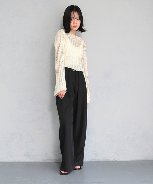 cheriella】メッシュ風ルーズニット ショート丈トップス（ニット