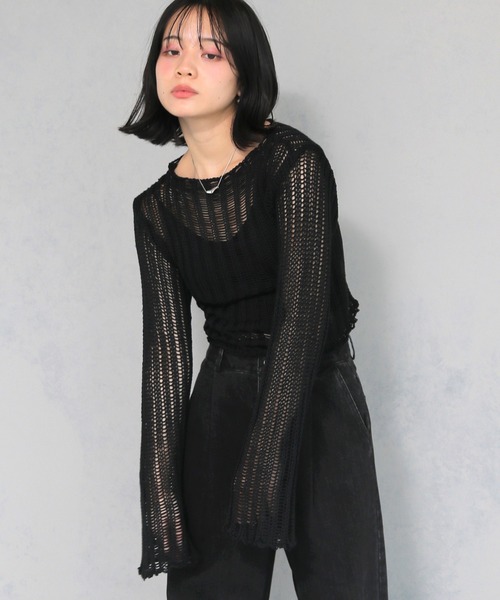 MURRAL ミューラル　現行　ショート丈　ジェリーニットトップス　完売品 miniministore サマーニット ショート丈 ニットトップス