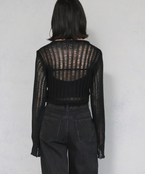 cheriella】メッシュ風ルーズニット ショート丈トップス（ニット