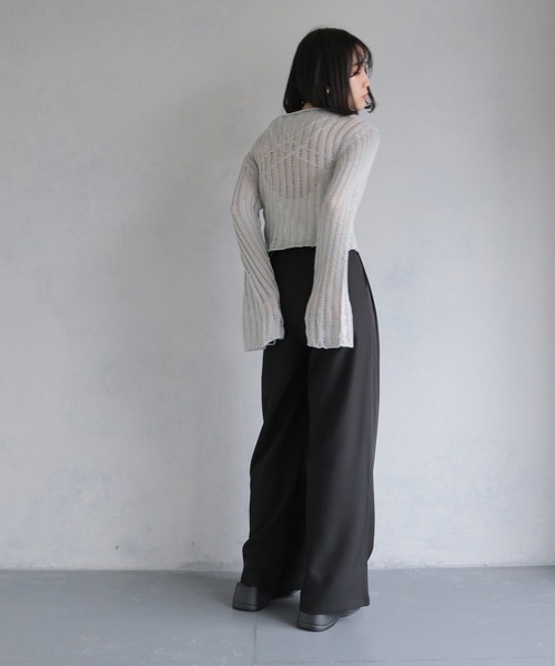 Katie ルーズニット セール】【cheriella】メッシュ風ルーズニット ショート丈
