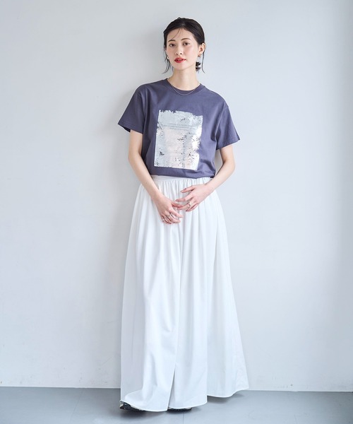meilmada(メイルマダ)の「箔プリントTシャツ(Tシャツ/カットソー・レディース・ホワイト/チャコールグレー・FREE)」の16枚目の写真
