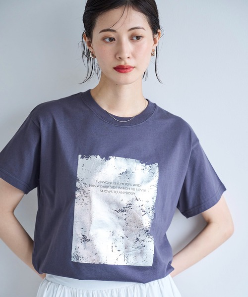 meilmada(メイルマダ)の「箔プリントTシャツ(Tシャツ/カットソー・レディース・ホワイト/チャコールグレー・FREE)」の12枚目の写真