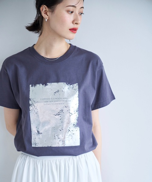 meilmada(メイルマダ)の「箔プリントTシャツ(Tシャツ/カットソー・レディース・ホワイト/チャコールグレー・FREE)」の19枚目の写真