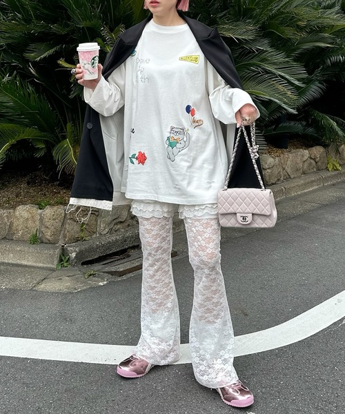 Alley Tokyo(アリートーキョー)の「落書きいっぱいヴィンテージっぽロンT(Tシャツ/カットソー・レディース・オフホワイト/スミクロ・FREE)」の21枚目の写真