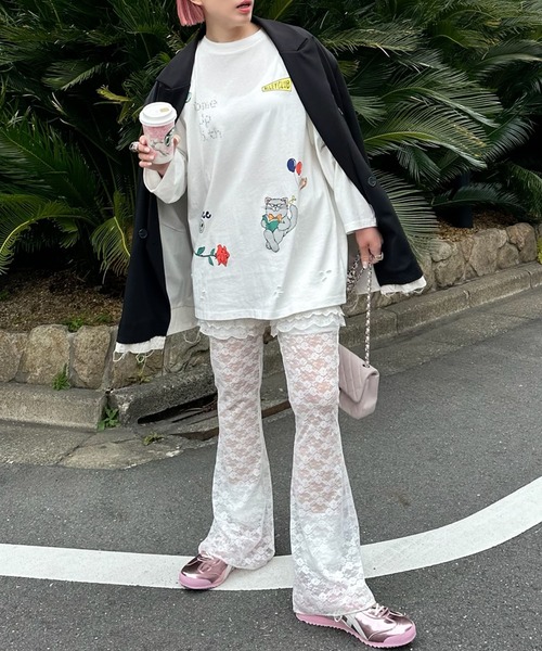 Alley Tokyo(アリートーキョー)の「落書きいっぱいヴィンテージっぽロンT(Tシャツ/カットソー・レディース・オフホワイト/スミクロ・FREE)」の15枚目の写真
