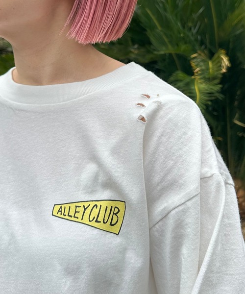 Alley Tokyo(アリートーキョー)の「落書きいっぱいヴィンテージっぽロンT(Tシャツ/カットソー・レディース・オフホワイト/スミクロ・FREE)」の14枚目の写真