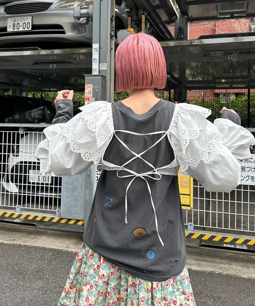 Alley Tokyo(アリートーキョー)の「落書きいっぱいヴィンテージっぽロンT(Tシャツ/カットソー・レディース・オフホワイト/スミクロ・FREE)」の3枚目の写真