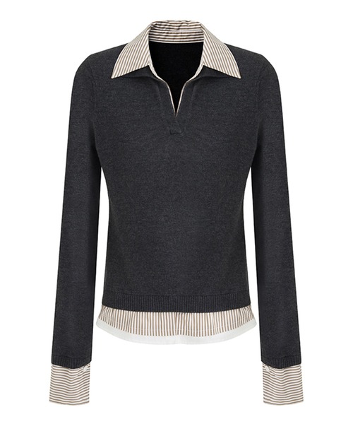 ストライプシャツデザイン スキッパートップス FC25S026【Fano Studios