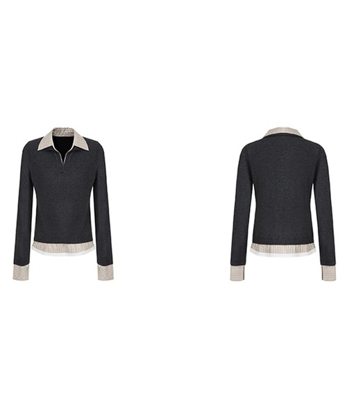 ストライプシャツデザイン スキッパートップス FC25S026【Fano Studios