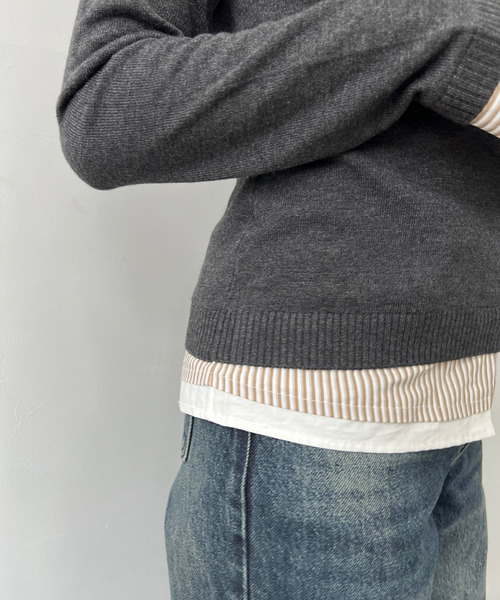 ストライプシャツデザイン スキッパートップス FC25S026【Fano Studios