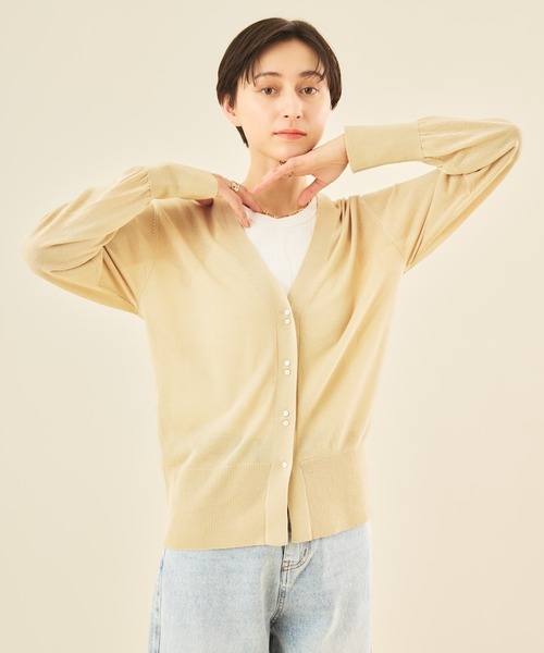 Muscat(マスカット)の「シアーニットラメ混カーディガン(ニット/セーター・レディース・ブラウン/ベージュ・F)」の1枚目の写真
