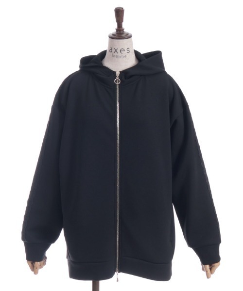 【値下げ】新品タグ付き♡axes femme♡チュール使いロングパーカー チュール刺繍ロングカーデ【期間限定価格】 | 衣料 | axes femme