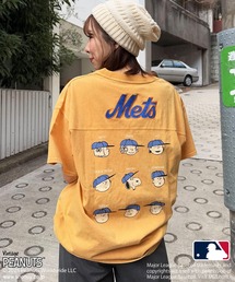 DOUBLE NAME | MLB×PEANUTSコラボ POPCORN BIG TEE/ドジャース・ヤンキース・カブス・パドレス・メッツ/ピーナッツ/ユニセックス(Tシャツ/カットソー)