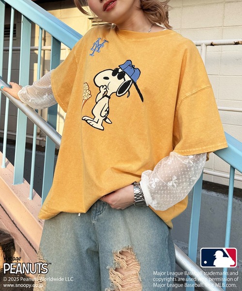 MLB×PEANUTSコラボ POPCORN BIG TEEパドレス DOUBLE NAME tシャツ MLB×PEANUTSコラボ POPCORN BIG TEE