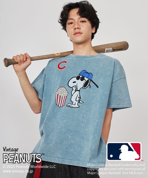 MLB×PEANUTSコラボ POPCORN BIG TEE スヌーピー MLB×PEANUTSコラボ POPCORN BIG TEE/ドジャース・ヤンキース