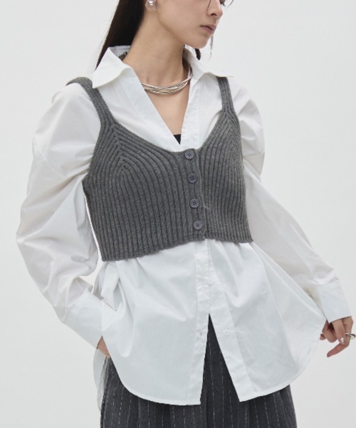 DFFUR.(ディフル)の「フロント釦ショートビスチェ(ベスト・レディース・ブラック/アイボリー/グレー・FREE)」の16枚目の写真