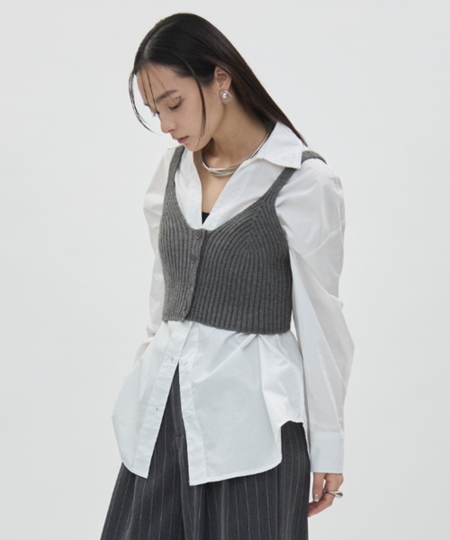 DFFUR.(ディフル)の「フロント釦ショートビスチェ(ベスト・レディース・ブラック/アイボリー/グレー・FREE)」の12枚目の写真